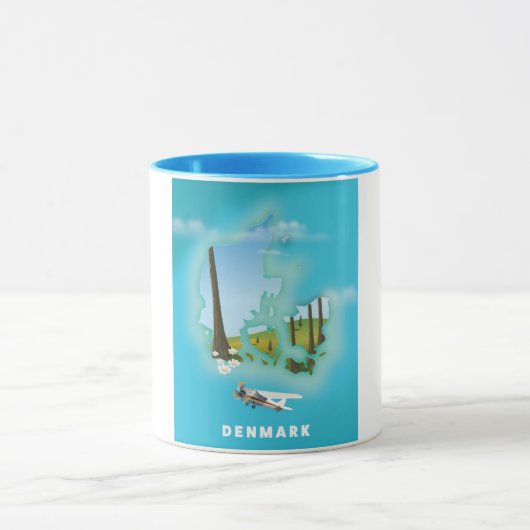 Denemarken kaart geïllustreerde reisposter. mok (Midden)