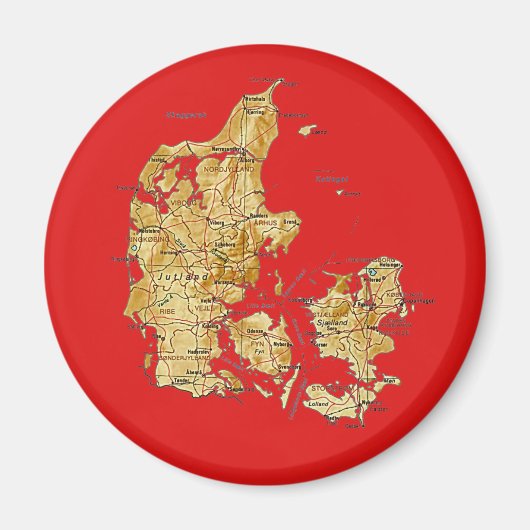 Denemarken Kaart Magneet (Voorkant)