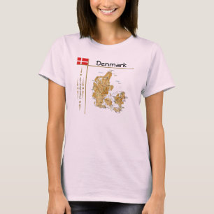 Denemarken Kaart + vlag + titel T-shirt