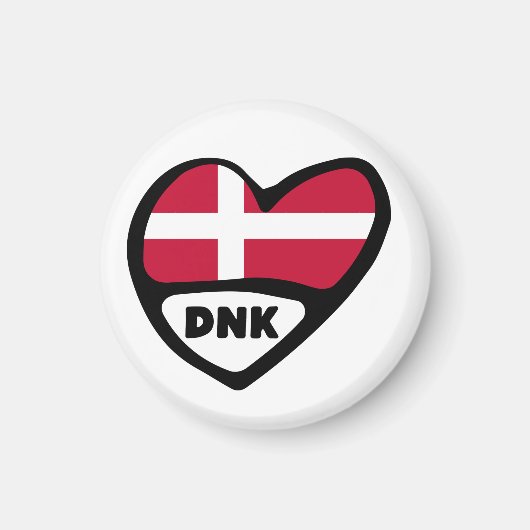 Denemarken Landcode Vlag Hart, DNK Magneet (Voorkant)