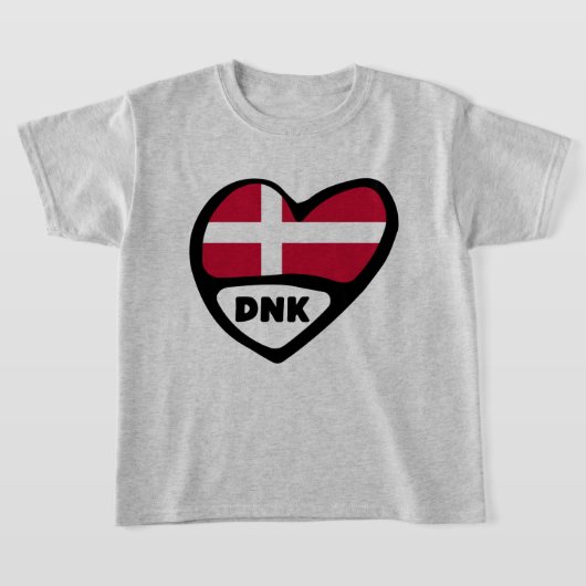 Denemarken Landcode Vlag Hart Pin Badge, DNK T-shirt (Laagn)