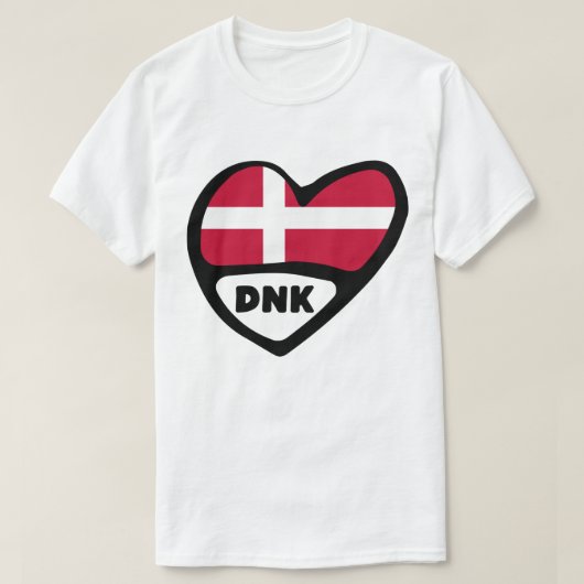Denemarken Landcode Vlag Hart Pin Badge, DNK T-shirt (Design voorkant)