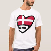 Denemarken Landcode Vlag Hart Pin Badge, DNK T-shirt (Voorkant)
