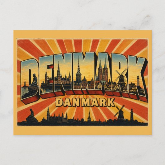 Denemarken Landelijk Kasteel Windmolen Briefkaart (Voorkant)