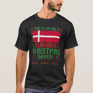 Denemarken Lelijke Kersttrui Denemarken Vlag voor  T-shirt