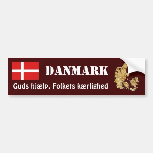 Denemarken Markering + Kaart Bumpersticker (Voorkant)