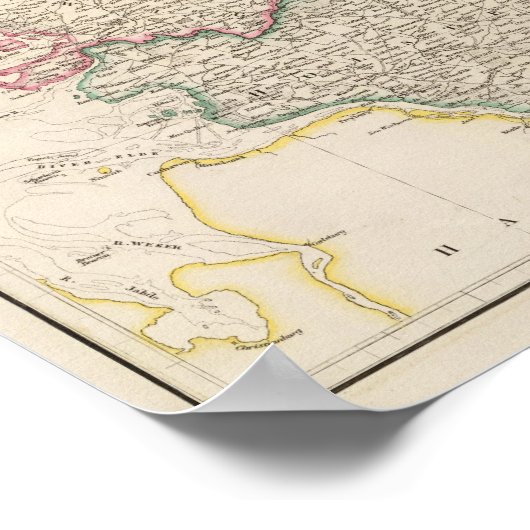 Denemarken met inzetkaart van IJsland Poster (Hoek)