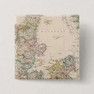 Denemarken met inzetkaart van IJsland Vierkante Button 5,1 Cm