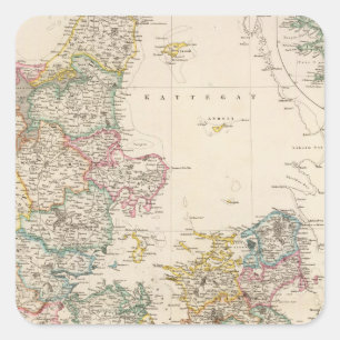 Denemarken met inzetkaart van IJsland Vierkante Sticker