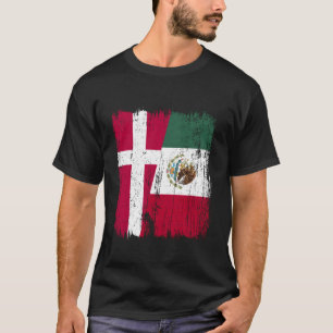 Denemarken Mexico Halve Vlag Deense Mexicaanse Erf T-shirt