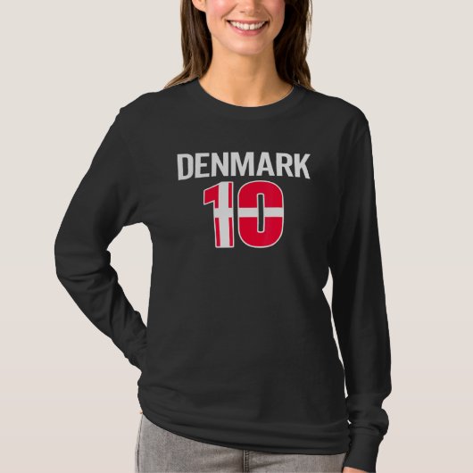 Denemarken nr. 10 Football Player Deense voetbalvl T-shirt (Voorkant)