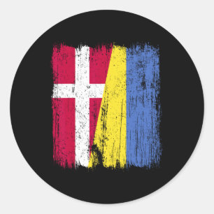 Denemarken Oekraine Half Vlag Deens Oekraïense Erf Ronde Sticker