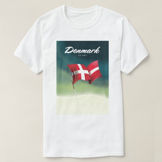 Denemarken "Om te skiën" Reisposter T-shirt (Design voorkant)