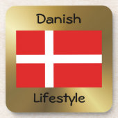 Denemarken Onderzetter vlag + tekst (Voorkant)
