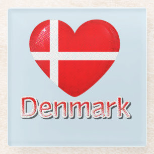 Denemarken Pop Art Heart Flag Glazen Onderzetter