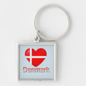 Denemarken Pop Art Heart Flag Sleutelhanger (Voorkant)