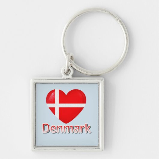 Denemarken Pop Art Heart Flag Sleutelhanger (Voorkant)
