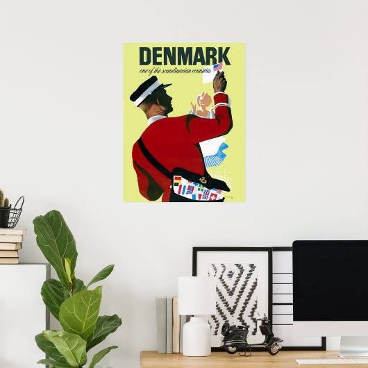 Denemarken, postbode met een brief van de Verenigd Poster (Thuiskantoor)