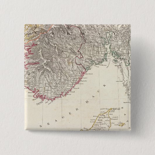 Denemarken, punt Noorwegen Vierkante Button 5,1 Cm (Voorkant)