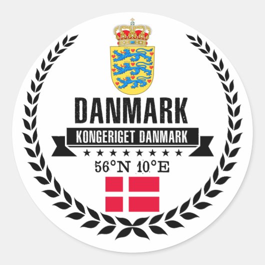 Denemarken Ronde Sticker (Voorkant)