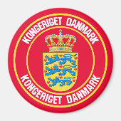 Denemarken Round Emblem Magneet (Voorkant)