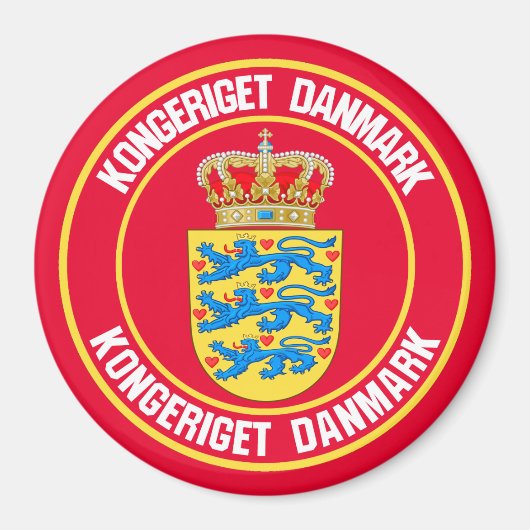 Denemarken Round Emblem Magneet (Voorkant)