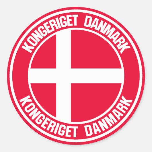 Denemarken Round Emblem Ronde Sticker (Voorkant)