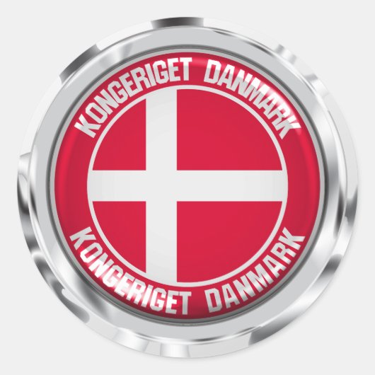 Denemarken Round Emblem Ronde Sticker (Voorkant)