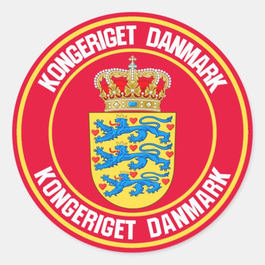 Denemarken Round Emblem Ronde Sticker (Voorkant)