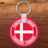 Denemarken Round Emblem Sleutelhanger (Voorkant)