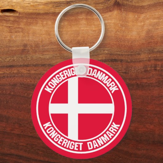 Denemarken Round Emblem Sleutelhanger (Voorkant)