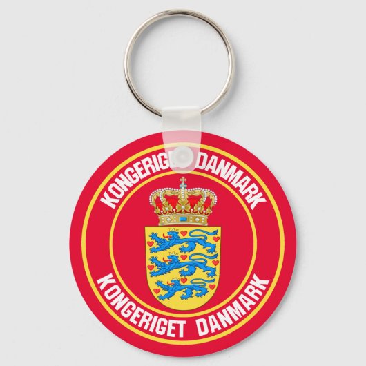 Denemarken Round Emblem Sleutelhanger (Voorkant)