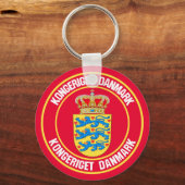Denemarken Round Emblem Sleutelhanger (Voorkant)