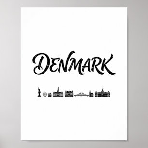Denemarken Silhouette Reis Vakantie Outfits Poster