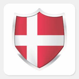Denemarken Silver Shield Flag Vierkante Sticker