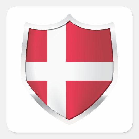 Denemarken Silver Shield Flag Vierkante Sticker (Voorkant)