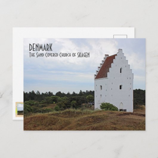 Denemarken, Skagen Zand Bedekte Kerk Ansichtkaart! Briefkaart (Voorkant / Achterkant)