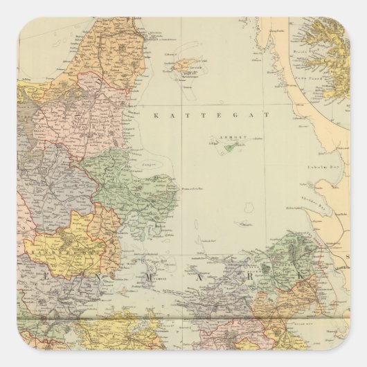 Denemarken, Sleeswijk, Holstein Vierkante Sticker (Voorkant)