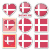 Denemarken stickers & Deens Vlag, Hart / sport (Voorkant)