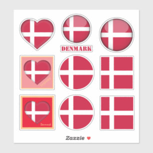 Denemarken stickers & Deens Vlag, Hart / sport