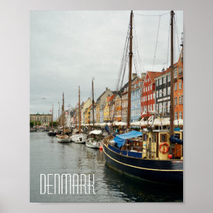 Denemarken, straatboten Nyhavn Poster