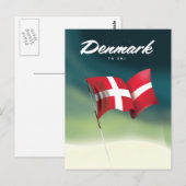 Denemarken "To ski" Reisposter Briefkaart (Voorkant / Achterkant)
