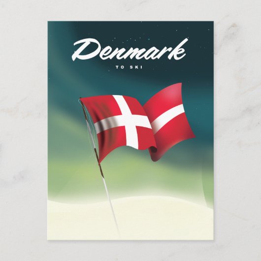 Denemarken "To ski" Reisposter Briefkaart (Voorkant)