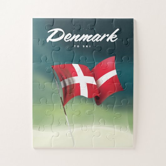 Denemarken "To ski" Reisposter Legpuzzel (Verticaal)