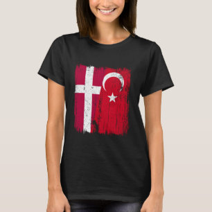 Denemarken Turkije Half Vlag Turkiye Deens Turks E T-shirt