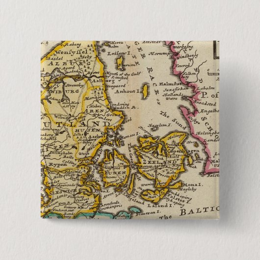 Denemarken Vierkante Button 5,1 Cm (Voorkant)