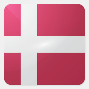 Denemarken vierkante glanzende vlag sticker