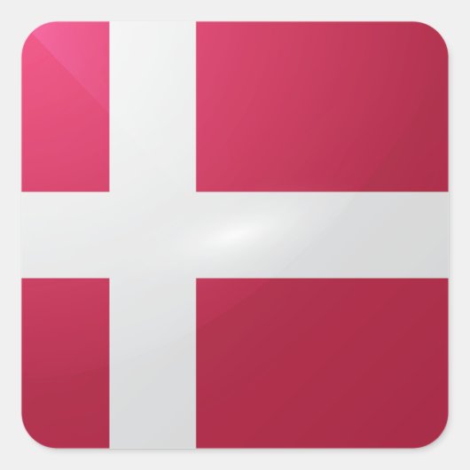 Denemarken vierkante glanzende vlag sticker (Voorkant)