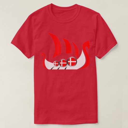 Denemarken Viking Ship Danish Flag Dragon Boat T-shirt (Design voorkant)