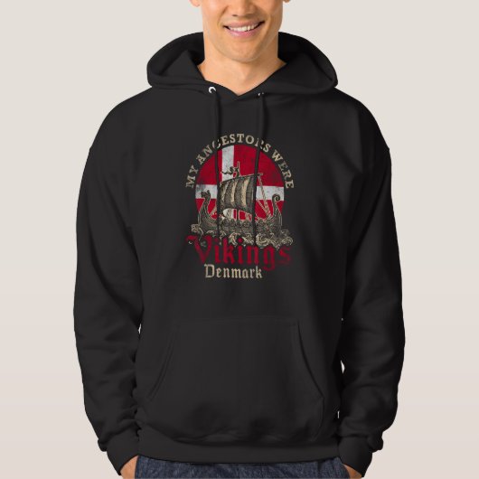 Denemarken Viking Ship Flag Hoodie (Voorkant)